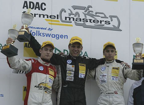 Marco Sørensen øverst på podiet, sammen med Markus Pommer (2. pl.) og Klaus Bachler (3. pl.).